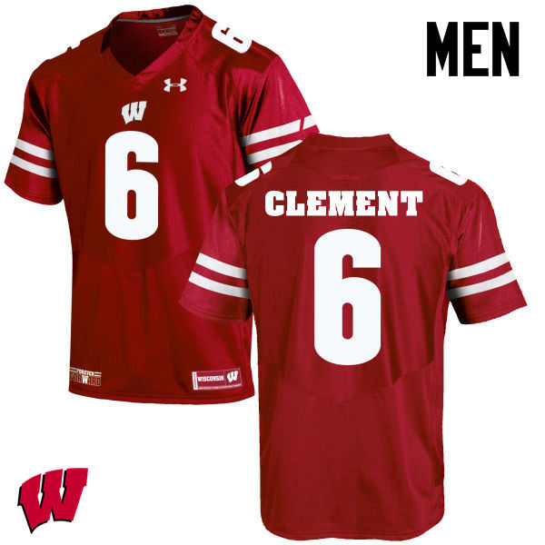 Men Wisconsin Badgers #6 Corey Clement College Football Jerseys-Red - Click Image to Close